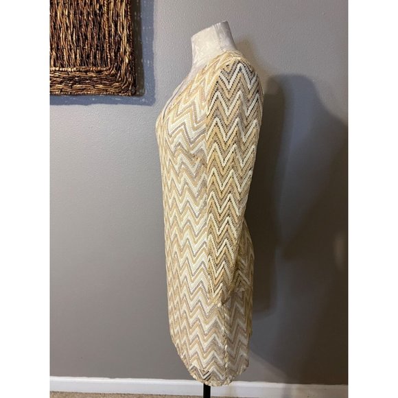 Lilly Pulitzer Dress S Small Gold Stretch 3/4 Sleeve Shift Party Cruise Holiday - Picture 5 of 13